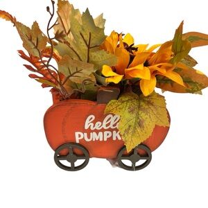 Evergreen Harvest Artificial Floral Wagon Décor "Hello Pumpkin"